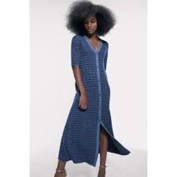Zara metallic thread knit sweater dress size Large - Picture 1 of 6